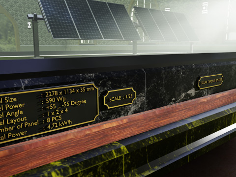 Solar Energy Single Panel Tracker System 1x2x8 Diorama Model 3D