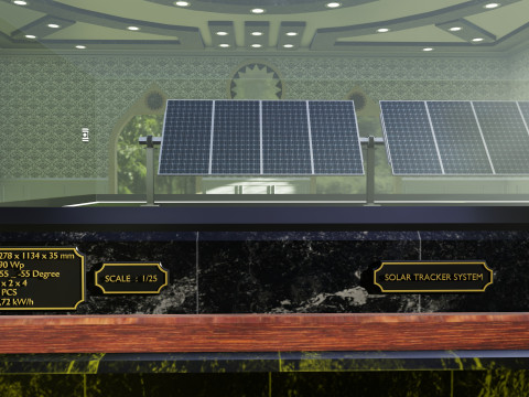 Solar Energy Single Panel Tracker System 1x2x8 Diorama Model 3D