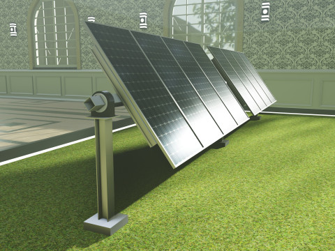 Solar Energy Single Panel Tracker System 1x2x8 Diorama Model 3D