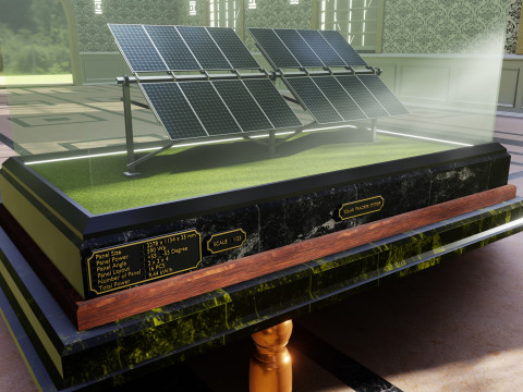 Solar Energy Double Panel Tracker System 2x2x4 Diorama 3D Модель