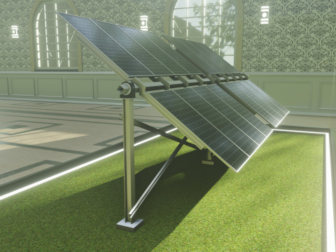 Solar Energy Double Panel Tracker System 2x2x4 Diorama Modèle 3D