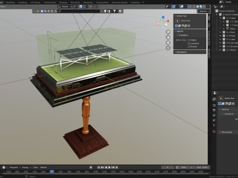 Solar Energy Double Panel Tracker System 2x2x4 Diorama Modèle 3D