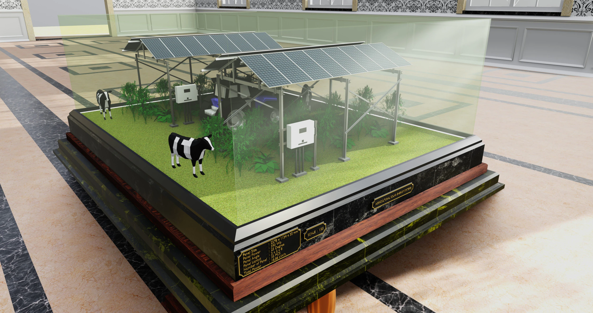 Agricultural Solar Energy Type-2 Table 2x2x8 Diorama 3D Model .c4d .max .obj .3ds .fbx .stl .blend