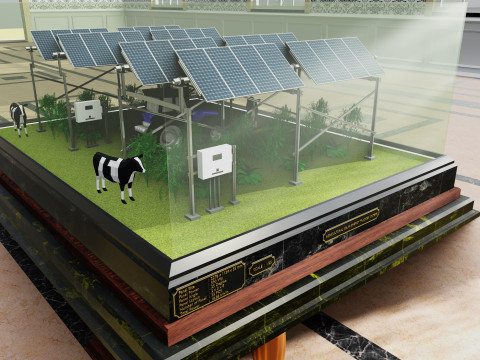 Agricultural Solar Energy Tracker System Table 2x2x8 Diorama 3D Модель