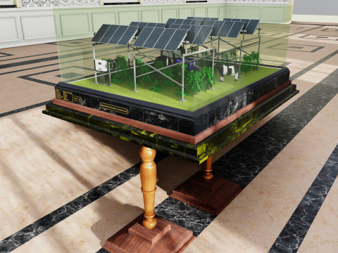 Agricultural Solar Energy Tracker System Table 2x2x8 Diorama Model 3D