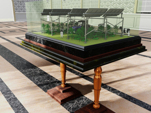 Agricultural Solar Energy Tracker System Table 2x2x8 Diorama Model 3D