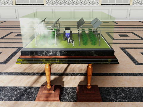 Agricultural Solar Energy Tracker System Table 2x2x8 Diorama Model 3D