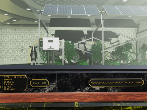 Agricultural Solar Energy Tracker System Table 2x2x8 Diorama Model 3D
