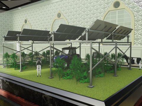 Agricultural Solar Energy Tracker System Table 2x2x8 Diorama Model 3D