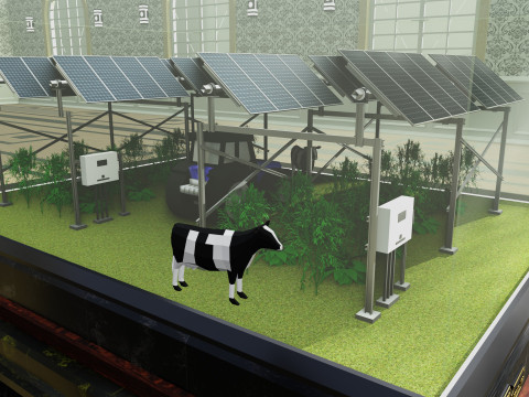 Agricultural Solar Energy Tracker System Table 2x2x8 Diorama Model 3D