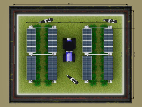 Agricultural Solar Energy Tracker System Table 2x2x8 Diorama Model 3D
