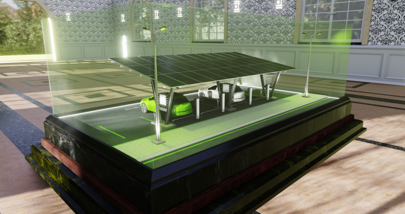 Solar Carport Type-1 3x12 Panels Diorama 3D मॉडल .c4d .max .obj .3ds .fbx .stl .blend