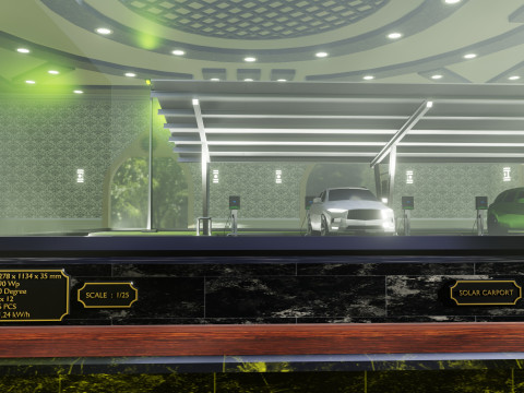 Solar Carport Type-1 3x12 Panels Diorama 3D मॉडल