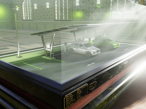 Solar Carport Type-1 3x12 Panels Diorama 3D मॉडल