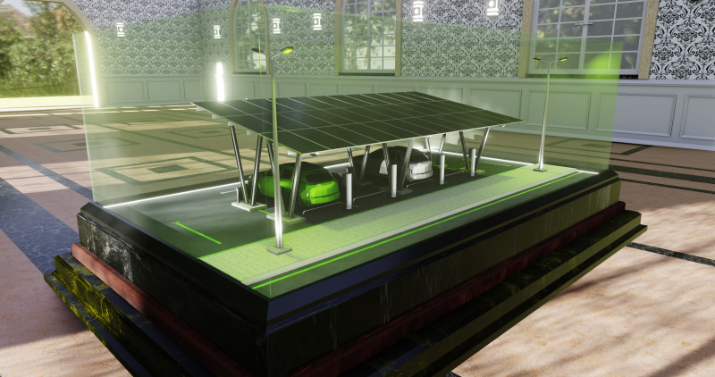 Solar Carport Type-2 3x12 Panels Diorama 3D मॉडल .c4d .max .obj .3ds .fbx .stl .blend