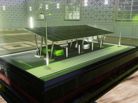 Solar Carport Type-2 3x12 Panels Diorama 3D Модель