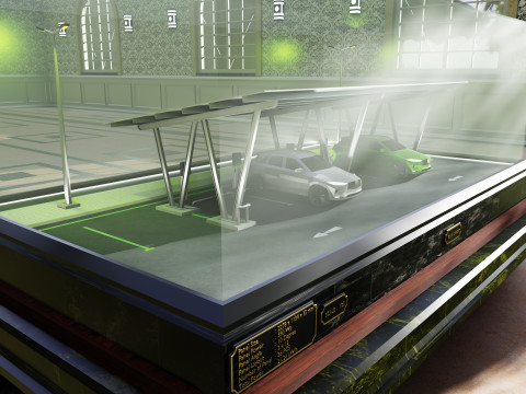 Solar Carport Type-2 3x12 Panels Diorama 3D मॉडल