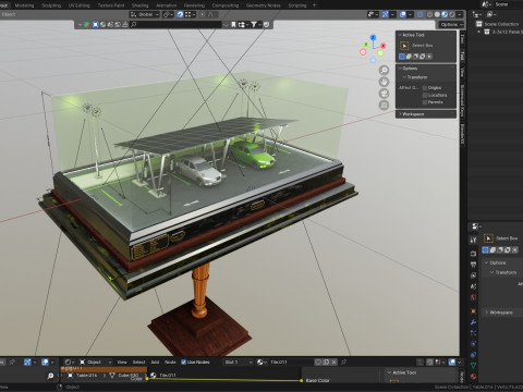 Solar Carport Type-2 3x12 Panels Diorama 3D मॉडल