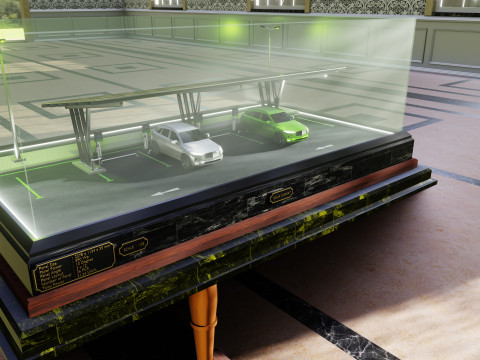 Solar Carport Type-3 3x12 Panels Diorama 3D Модель