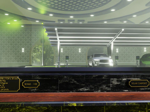 Solar Carport Type-3 3x12 Panels Diorama 3D Model