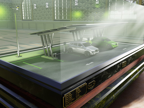 Solar Carport Type-3 3x12 Panels Diorama 3D Модель