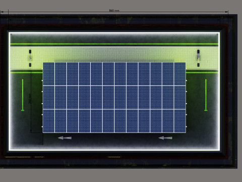 Solar Carport Type-3 3x12 Panels Diorama 3D Модель