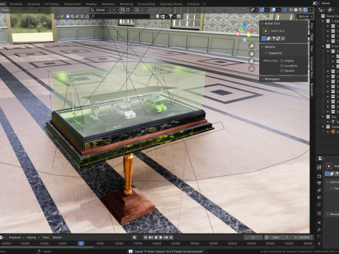 Solar Carport Type-3 3x12 Panels Diorama 3D Модель