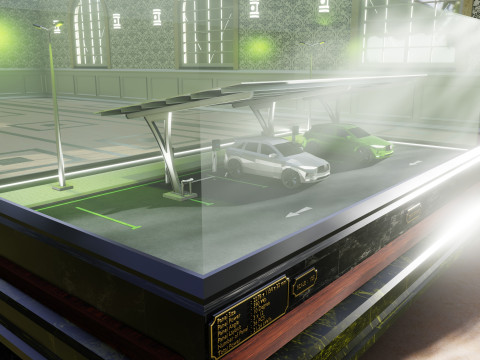 Solar Carport Type-4 3x12 Panels Diorama 3D Модель