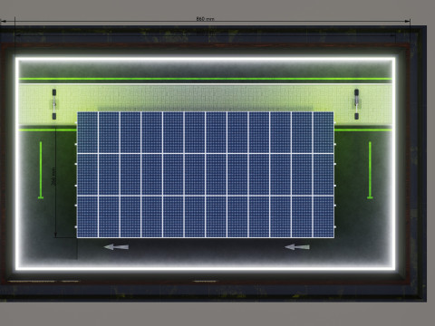 Solar Carport Type-4 3x12 Panels Diorama 3D Модель