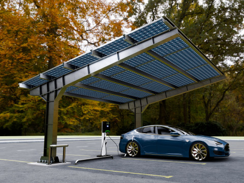 L Type 2 Car Solar Carport 3D Model