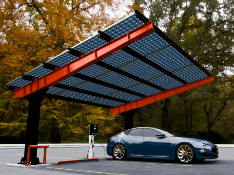 L Type 2 Car Solar Carport 3D मॉडल