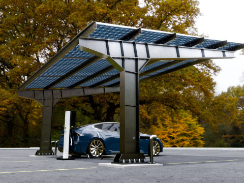 L Type 2 Car Solar Carport 3D मॉडल