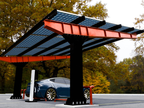 L Type 2 Car Solar Carport 3D मॉडल