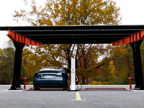 L Type 2 Car Solar Carport 3D मॉडल