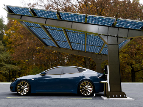 L Type 2 Car Solar Carport 3D मॉडल