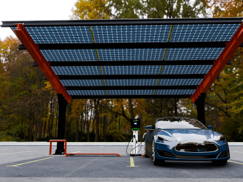 L Type 2 Car Solar Carport 3D मॉडल