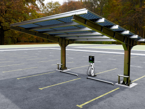 L Type 2 Car Solar Carport 3D मॉडल