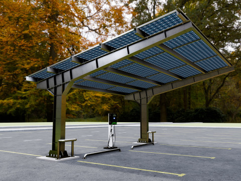 L Type 2 Car Solar Carport 3D मॉडल