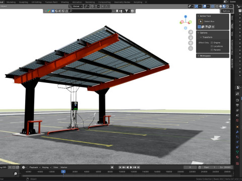L Type 2 Car Solar Carport 3D मॉडल