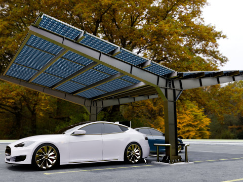 Y Type 2x2 Car Solar Carport 3D 模型