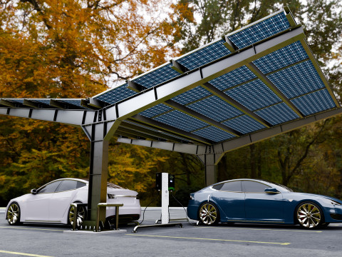 Y Type 2x2 Car Solar Carport 3Dモデル