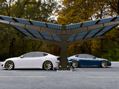 Y Type 2x2 Car Solar Carport 3Dモデル