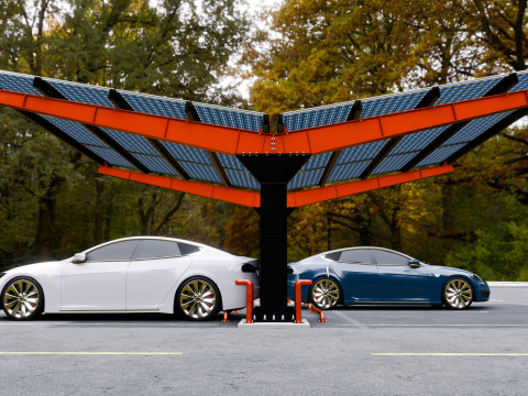 Y Type 2x2 Car Solar Carport 3Dモデル