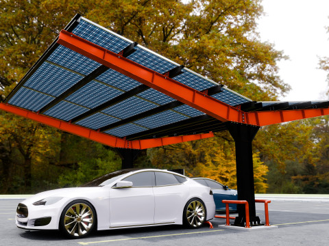 Y Type 2x2 Car Solar Carport 3Dモデル