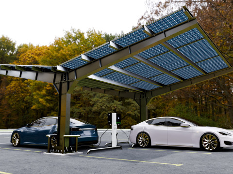 Y Type 2x2 Car Solar Carport 3Dモデル