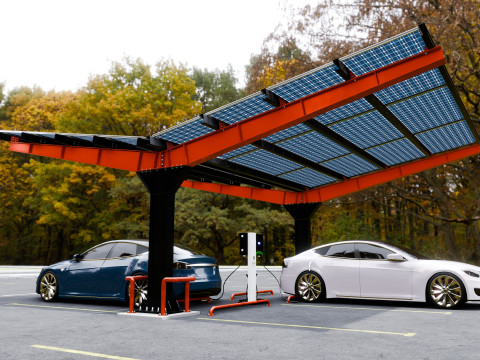 Y Type 2x2 Car Solar Carport 3Dモデル