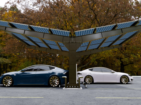 Y Type 2x2 Car Solar Carport 3Dモデル