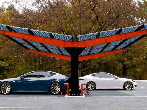 Y Type 2x2 Car Solar Carport 3Dモデル