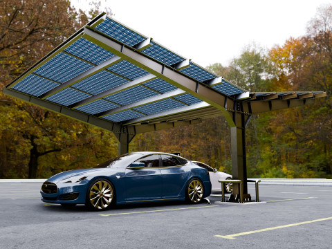 Y Type 2x2 Car Solar Carport 3Dモデル
