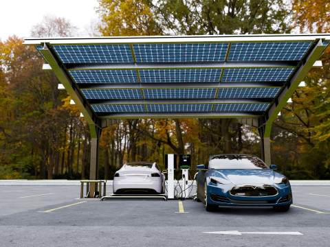Y Type 2x2 Car Solar Carport 3Dモデル